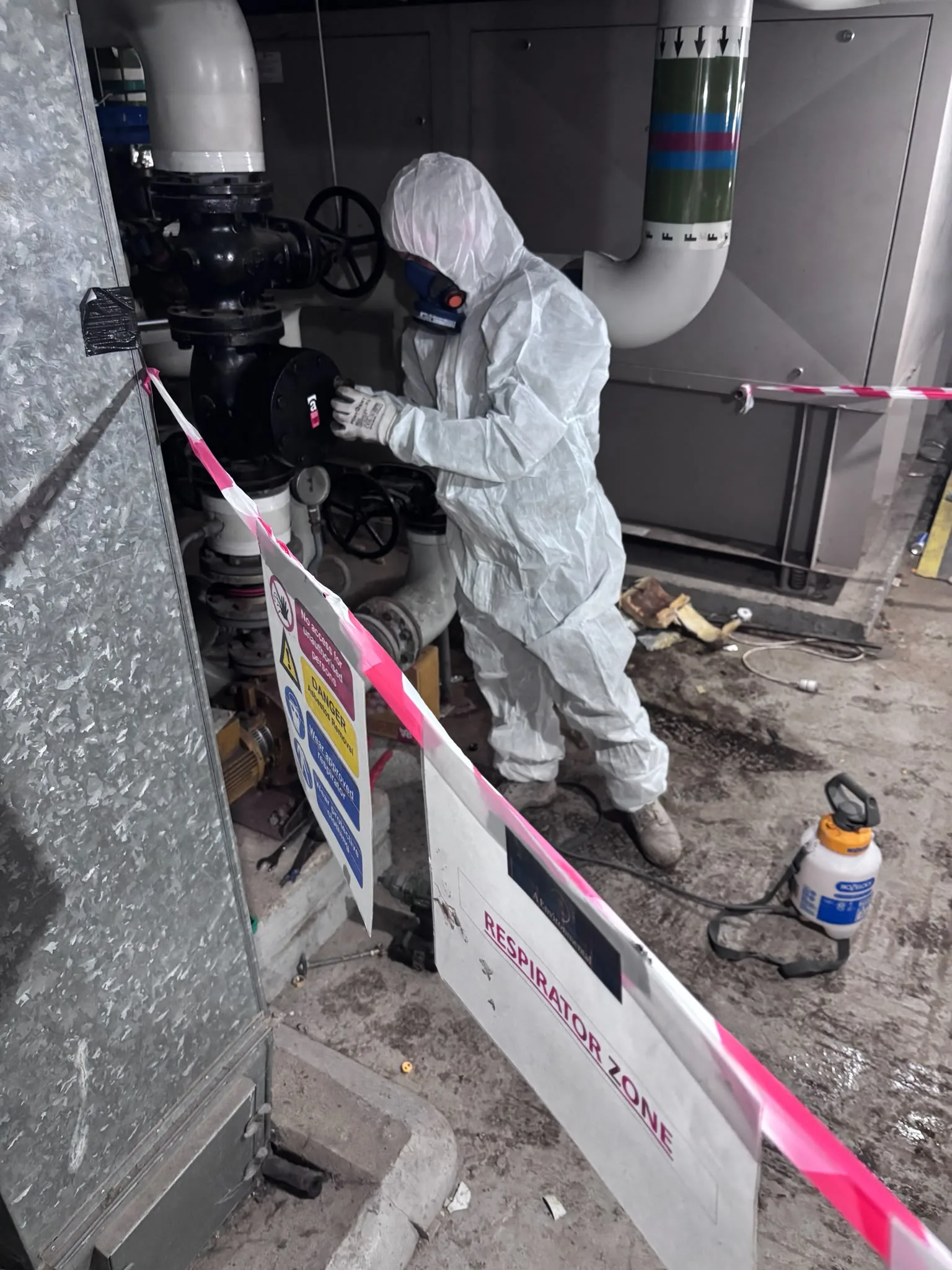Asbestos artex removal from concrete soffit in South Kensington